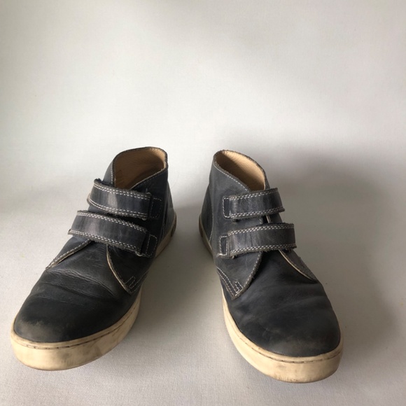 High top blue leather sneakers with velcro closure - Picture 5 of 5